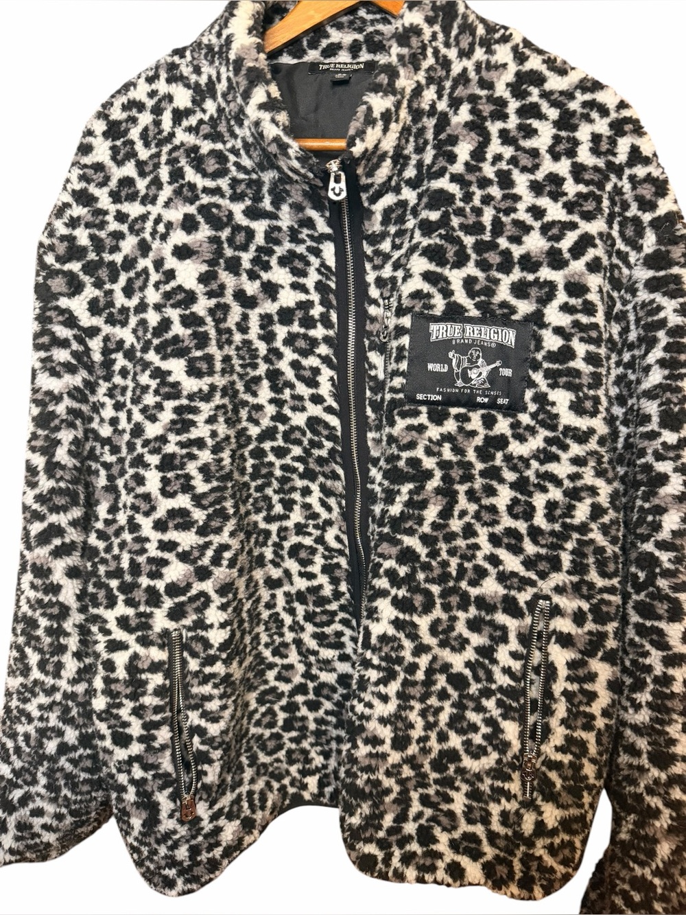 True Religion Black Jacket with White Logo Label